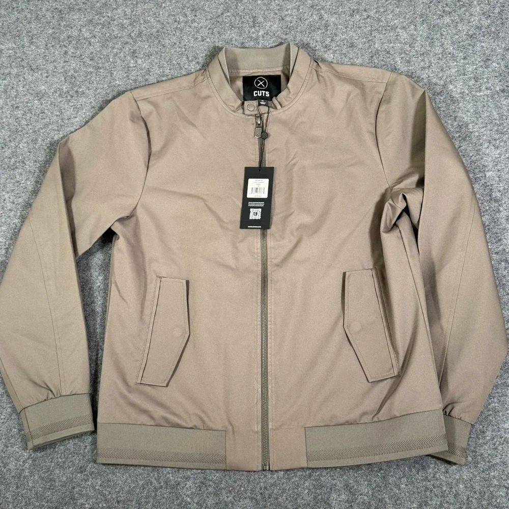 Cuts Legacy Bomber Jacket Mens Medium Steel Brown Full Zip NWT $275 Technical